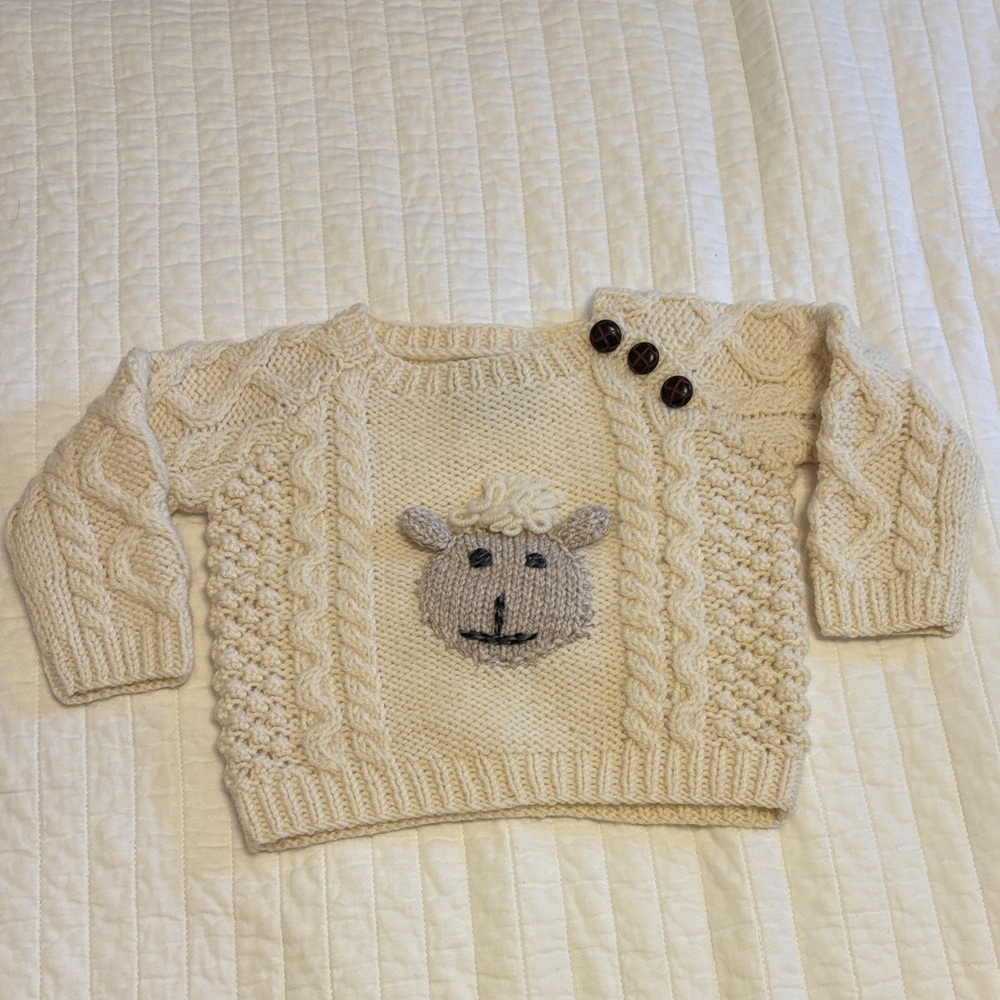 Aran 100% Merino Wool Irish Fisherman’s Sweater - Sheep